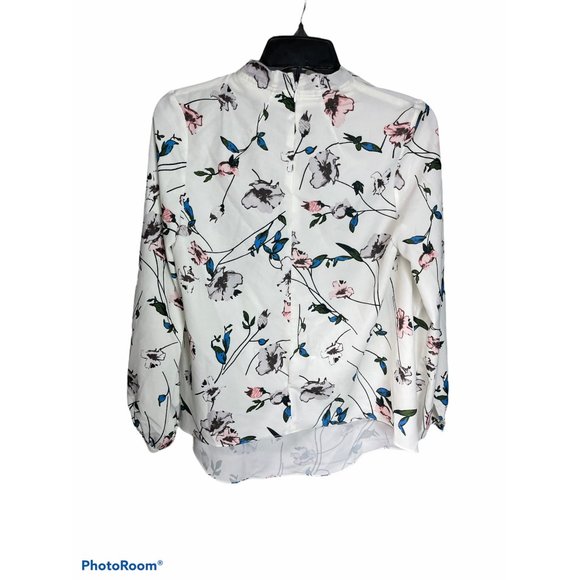 Soon Maternity White Floral Flowy High Neck Long Sleeve Top size XS - Picture 2 of 3